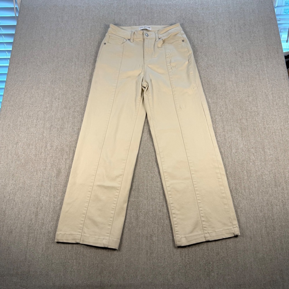 Marc New York Wide Leg Jeans Womens 2 Tan Front Seam Stretch Denim Pants